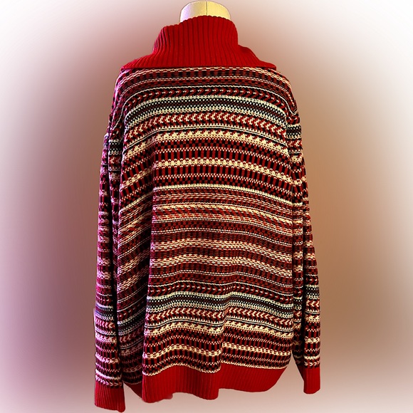 Lane Bryant Red Black White Cowl Neck Sweater Size 22/24 - Picture 3 of 6